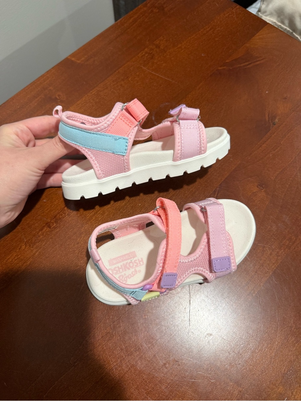 OshKosh B'gosh Pink Sandals with Blue, Purple & Orange Accents
